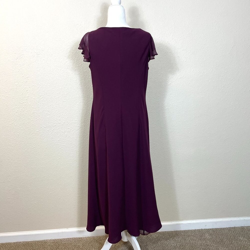 Jones Wear Dress 16 Plum Cowl Neck 90s Y2K Tiered Fairy Whimsi Gown - Picture 2 of 10